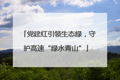 党建红引领生态绿，守护高速“绿水青山”
